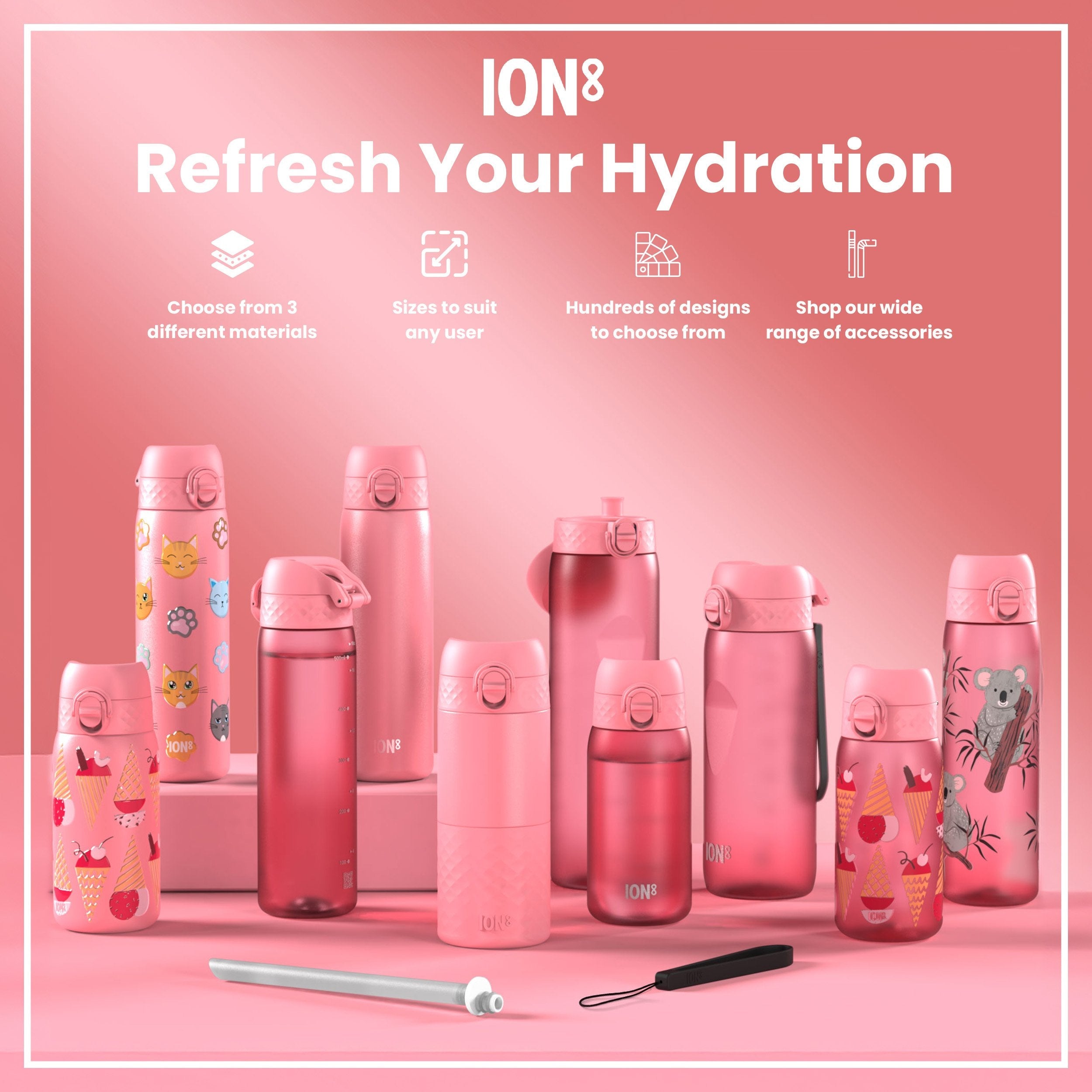 Leak Proof Slim Thermal Steel Water Bottle, Insulated, Unicorn, 500ml (17oz)