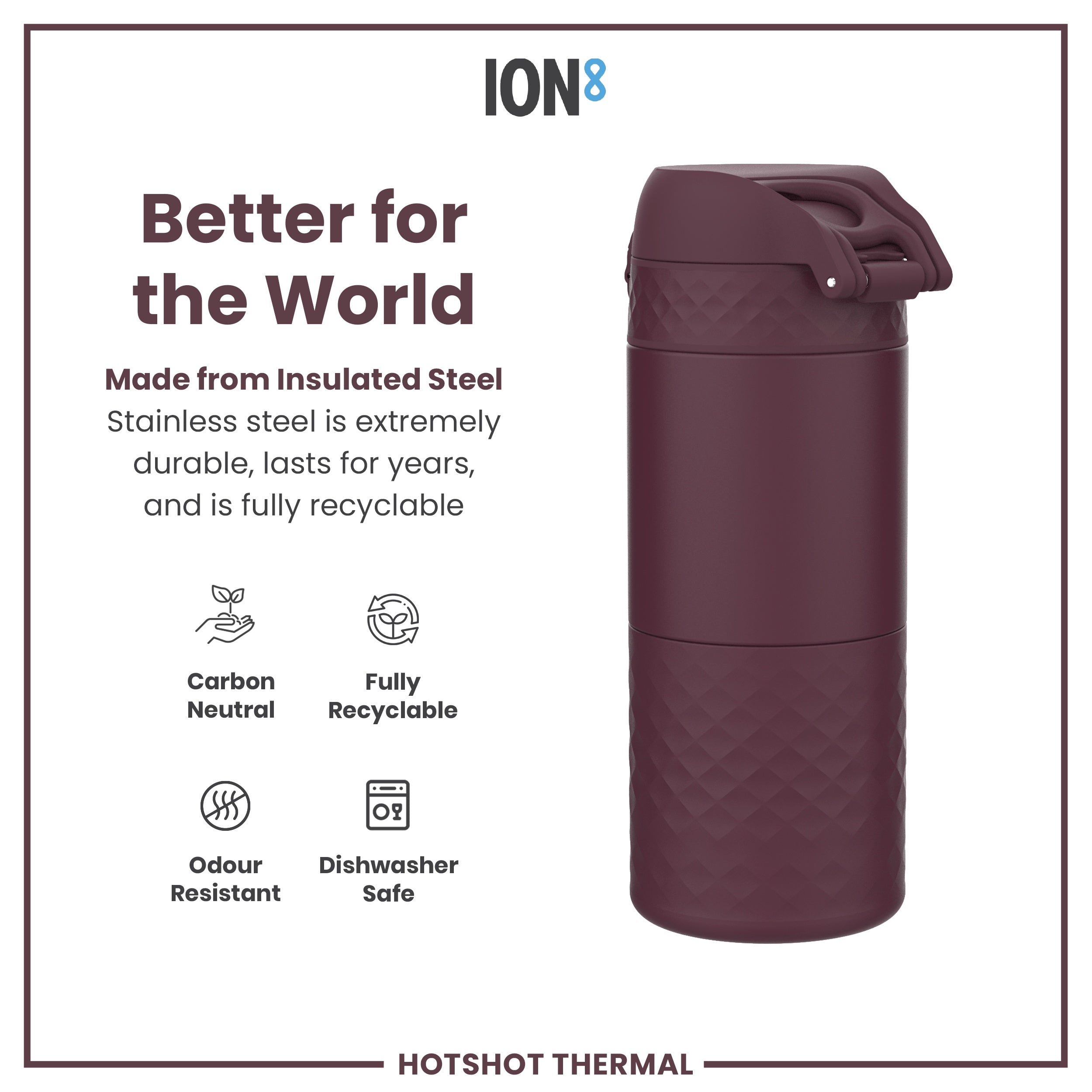 Insulated Steel, Travel Mug, Blackberry, 360ml