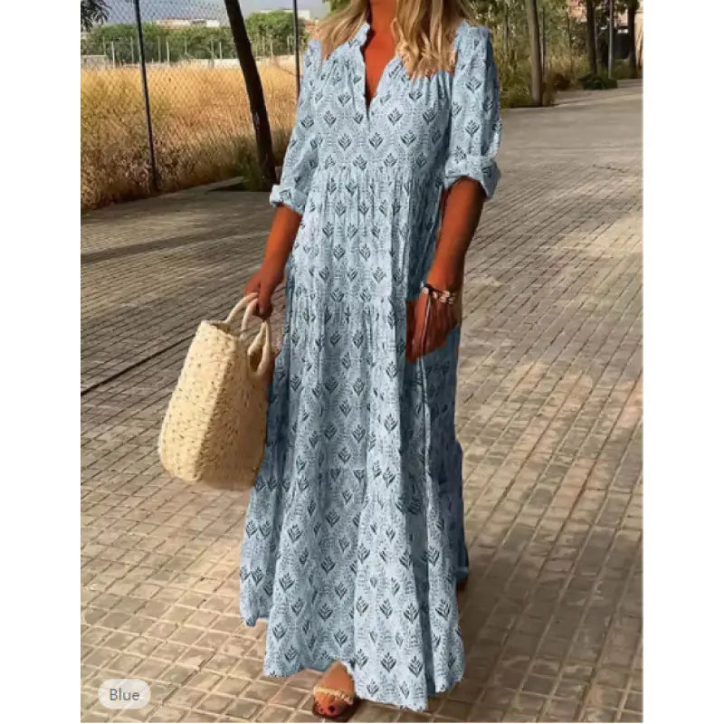 Vintage Loose Fitting Standing Neck Dress