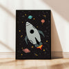 Space Rocket 1 print - black background