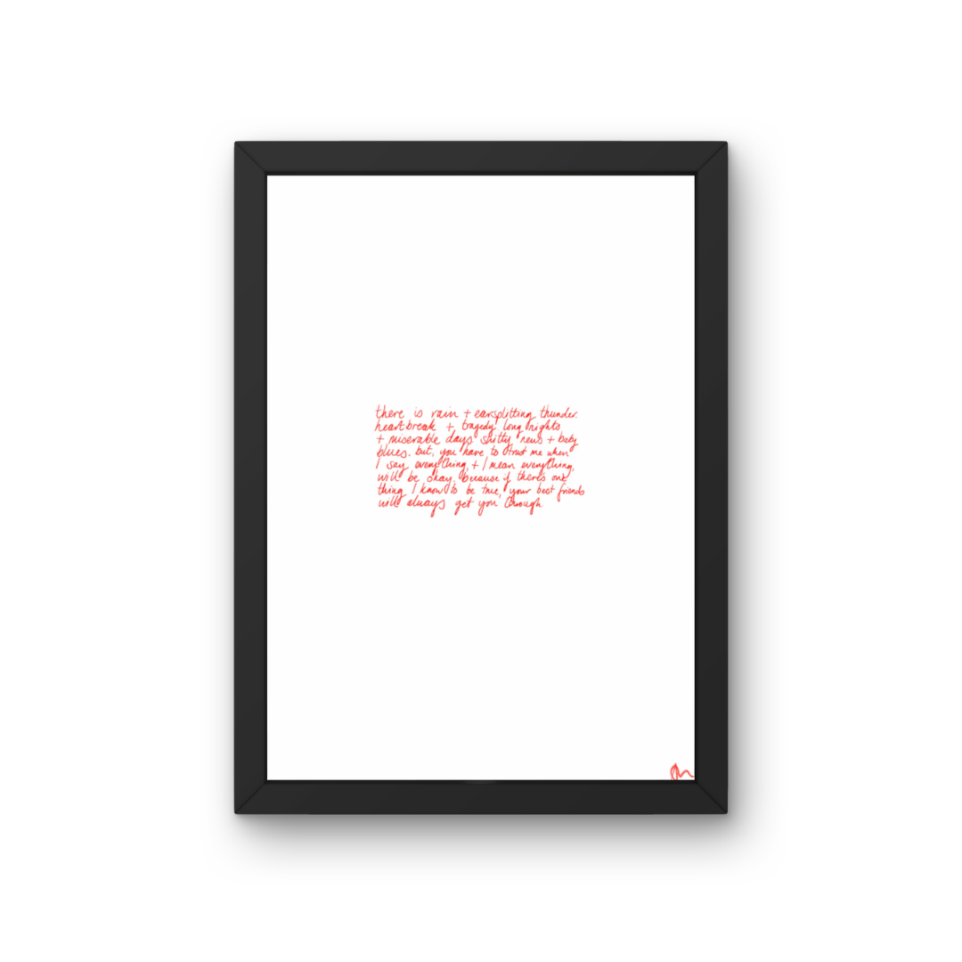 Best Friends Poem | Minimalist Red Relatable Art Print