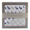 Blue Deer & Glacier Grey Plaid Newcastle Blanket