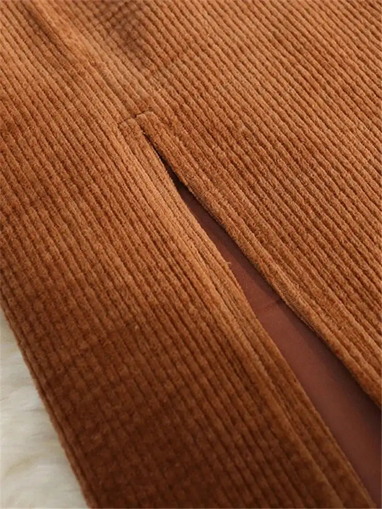 Elegant Women's Corduroy Skirt - Soft Polyester, Flattering Fit, Versatile Style