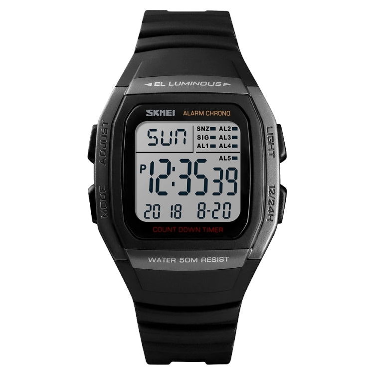 SKMEI 1278 Fashionable Outdoor 50m Waterproof Digital Watch Student Sports Wrist Watch Support 5 Group Alarm Clocks (Titanium), SKMEI 1278