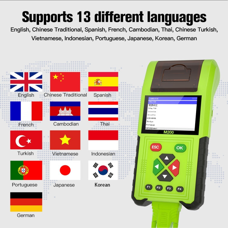 JDiag M200 8V-30V OBD Motorcycles Diagnostic Instrument with Data Printing, Full Version, M200 Full Version
