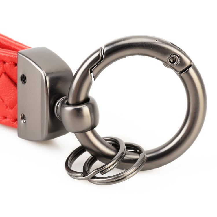 Car Metal + Braided Leather Key Ring Keychain
