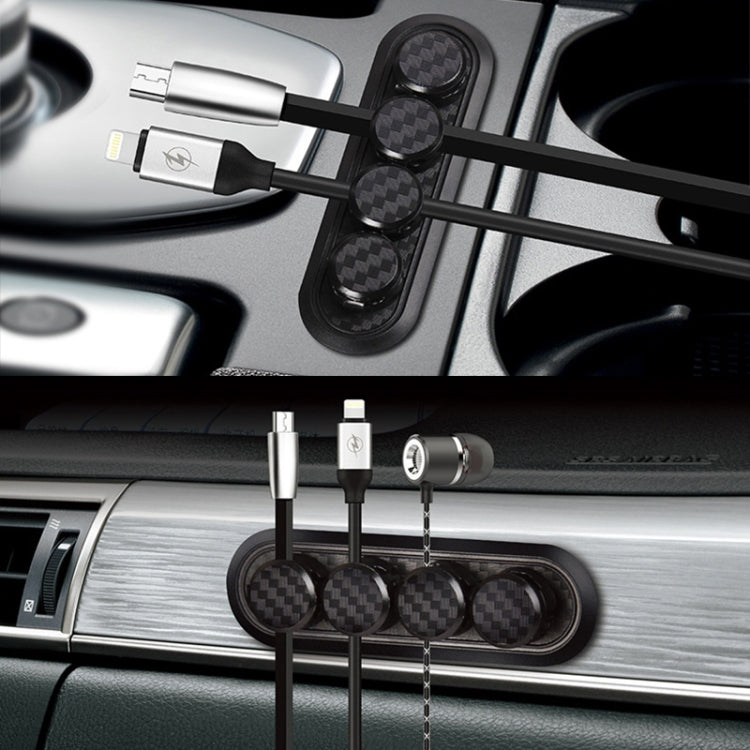 Car Carbon Fiber Magnetic Clamp Cable Storage Box Creative Desktop Hub Organizer, Desktop Hub Organizer