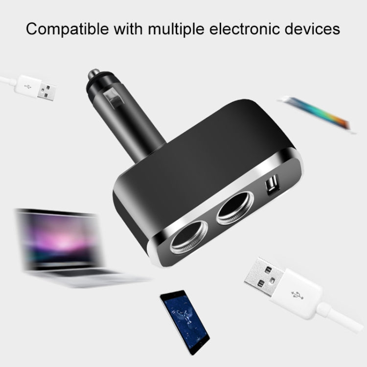 SHUNWEI SD-1909 80W 0.8A Car 2 in 1 USB Charger 90 Degree Free Rotation Cigarette Lighter, SD-1909, SD-1909 (Black)