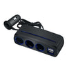SHUNWEI SD-1938 120W 3A Car 3 in 1 Dual USB Charger Cigarette Lighter with Atmosphere Light, SD-1938 (Black)
