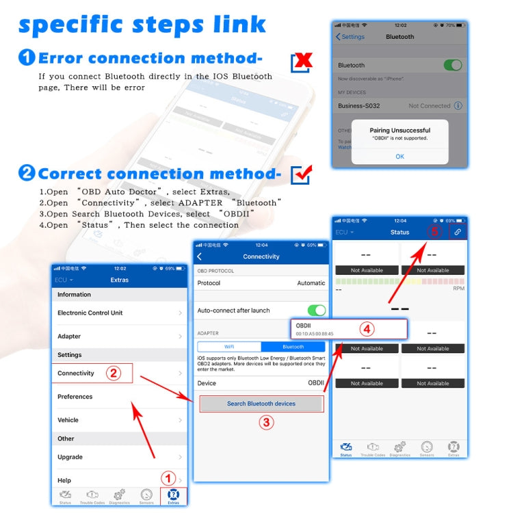 Mini Bluetooth 4.0 ELM327 OBD Car Fault Diagnostic Scanner with Power Switch, Bluetooth 4.0 with Power Switch