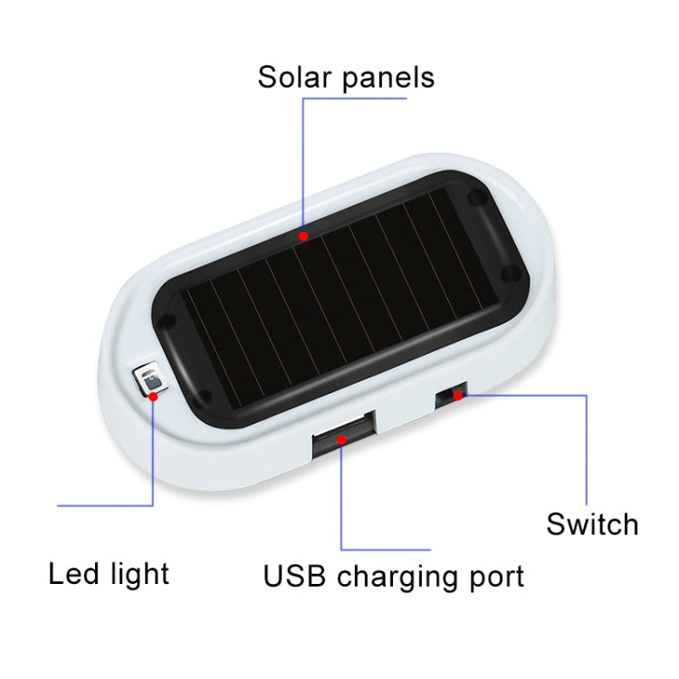 Car Solar Energy Anti-theft Device LED Warning Light, Red, Blue