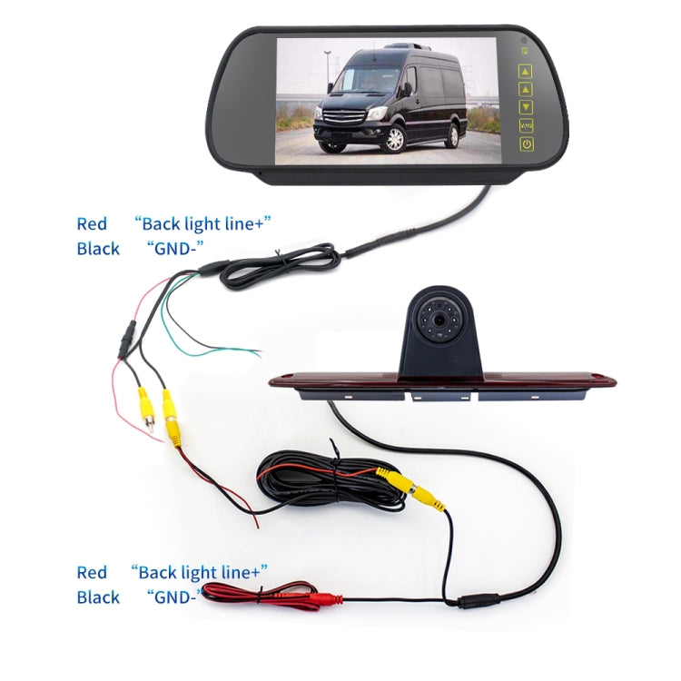 PZ461 Car Waterproof High Position Tail Light Brake Light View Camera + 7 inch Rearview Monitor for Mercedes Benz / Volkswagen, PZ461 + 7 inch Rearview Monitor