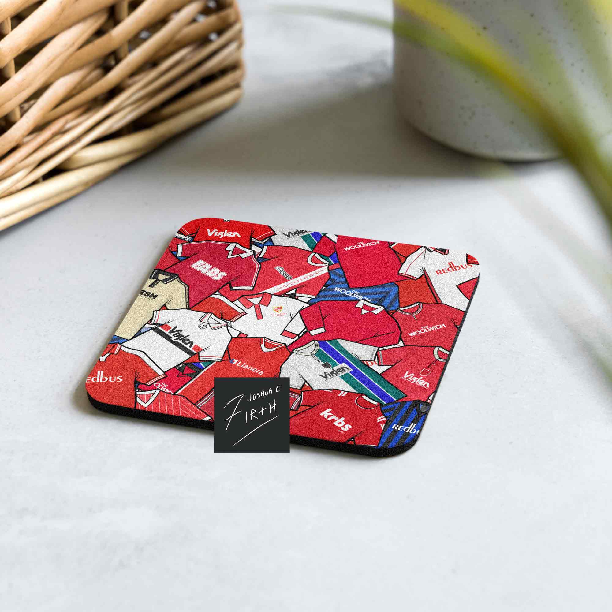 Charlton Collage Of Retro Shirts Football Coaster