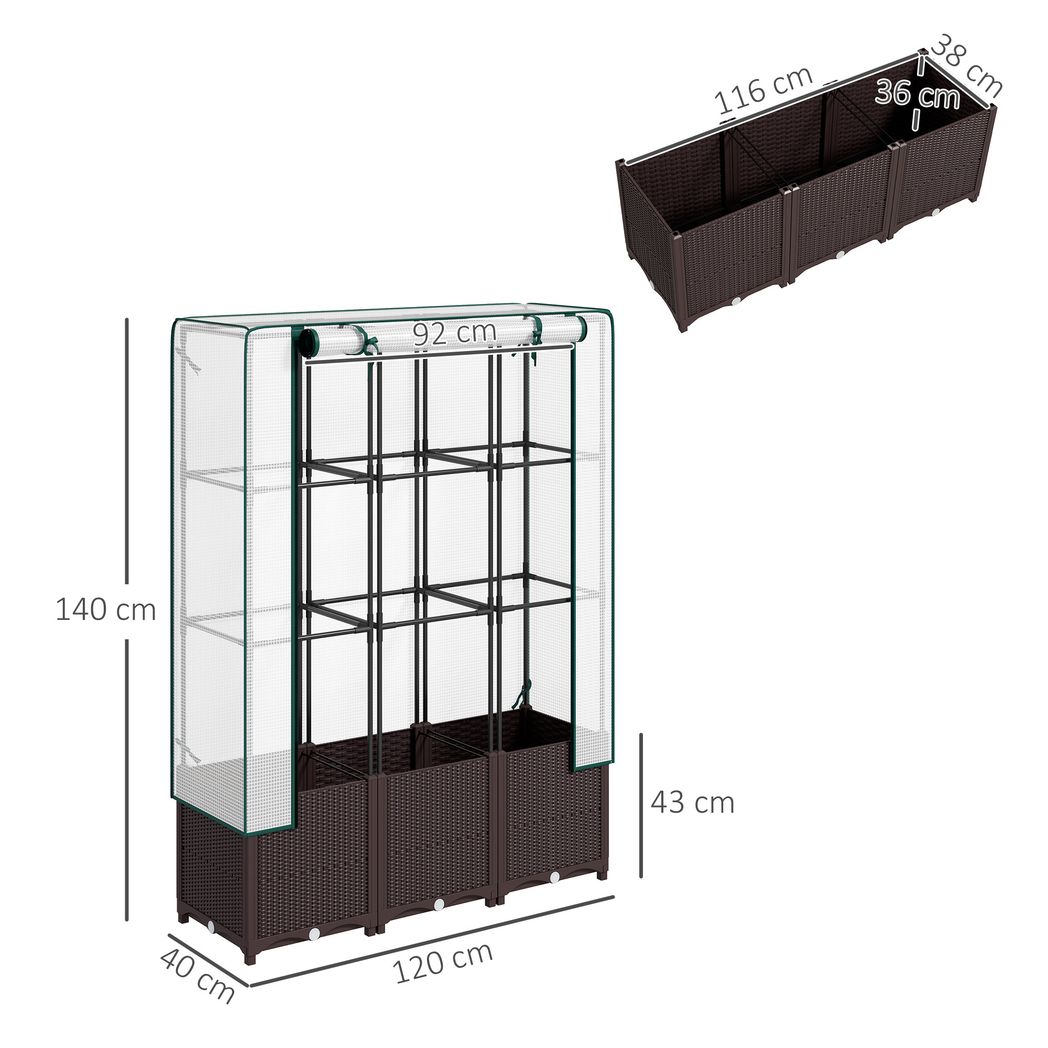 Outsunny Plastic Vegetable Planter with Trellis, 80 x 40 x 140 cm