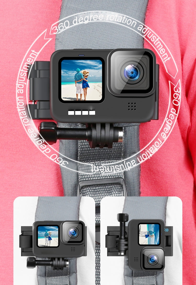 RUIGPRO 360° Rotating Quick Release Shoulder Backpack Mount for GoPro Hero12/11/10/9/8/7/6/5, Insta360 Ace, DJI Osmo Action 4 (Black)