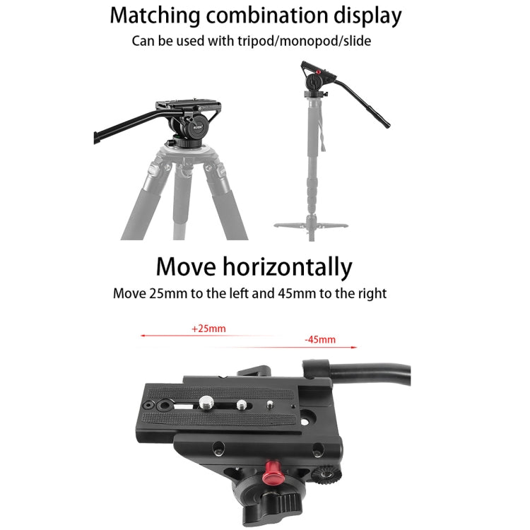 BEXIN VH-105 360 Degree Panorama Heavy Duty Tripod Action Fluid Drag Head, VH-105