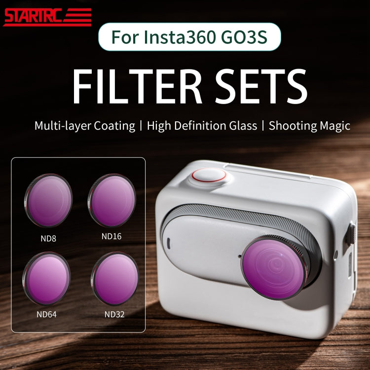 For Insta360 GO3S STARTRC 4 in 1 ND8 ND16 ND32 ND64 Camera Lens Filter, ND8 ND16 ND32 ND64