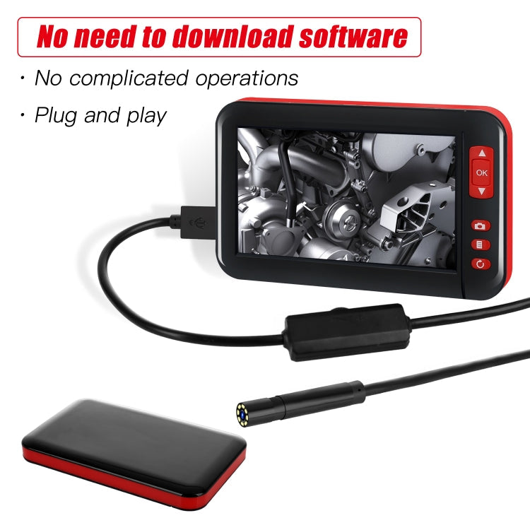 P20 4.3 Inch Screen Display HD1080P Inspection Endoscope with 8 LEDs, Length: 5m, Lens Diameter: 8mm, Mild Line, Length: 5m, Mild Line
