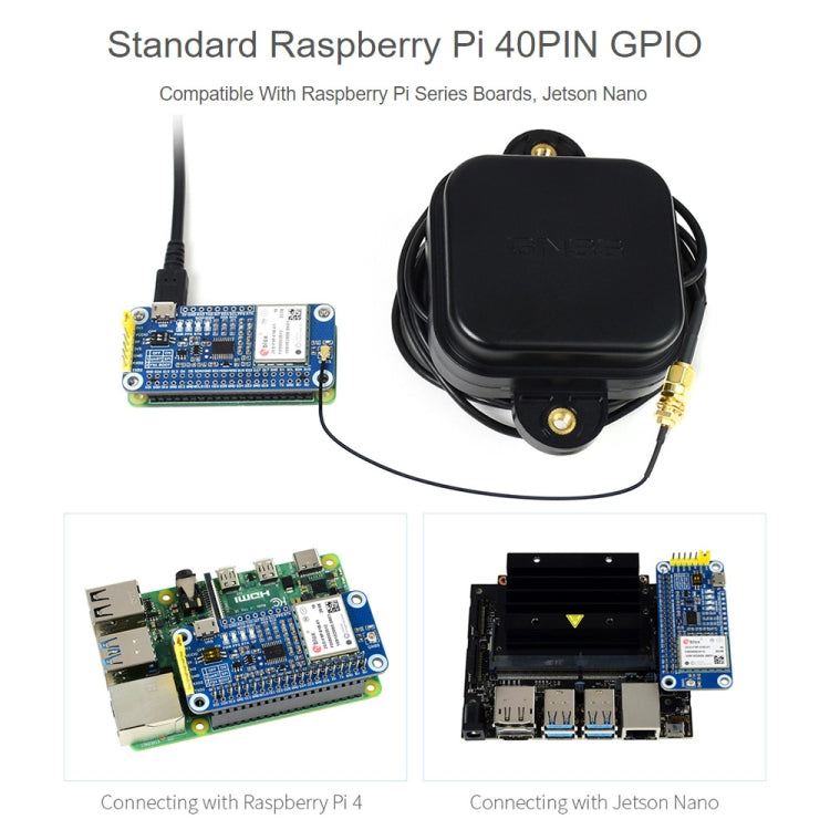 Waveshare ZED-F9P GPS-RTK HAT Centimeter Level Accuracy Multi-Band RTK Differential GPS Module for Raspberry Pi, ZED-F9P
