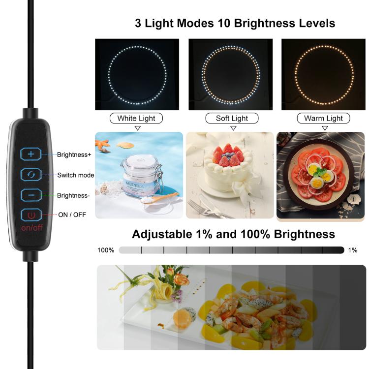30cm Folding 3 Modes Dual Color Ring Light Photo Lighting Studio Shooting Tent Box Kit with 6 Colors Black / White / Orange / Red / Green / Blue Backdrops Unfold Size: 30cm x 30cm x 30cm, 31cm