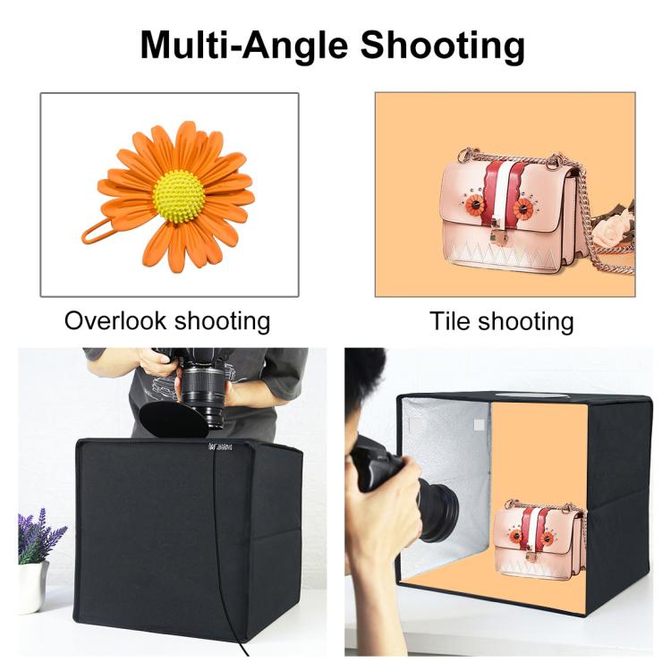 30cm Folding 3 Modes Dual Color Ring Light Photo Lighting Studio Shooting Tent Box Kit with 6 Colors Black / White / Orange / Red / Green / Blue Backdrops Unfold Size: 30cm x 30cm x 30cm, 31cm