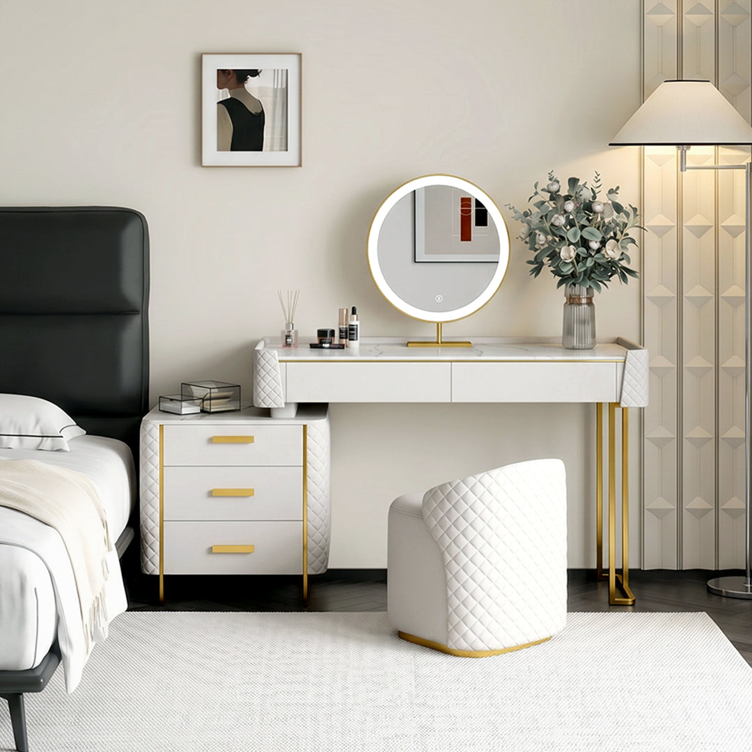 Duran Dressing Table With LED Mirror, Cream