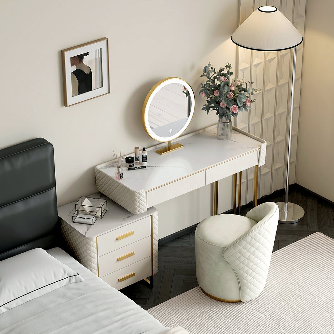 Duran Dressing Table With LED Mirror, Cream