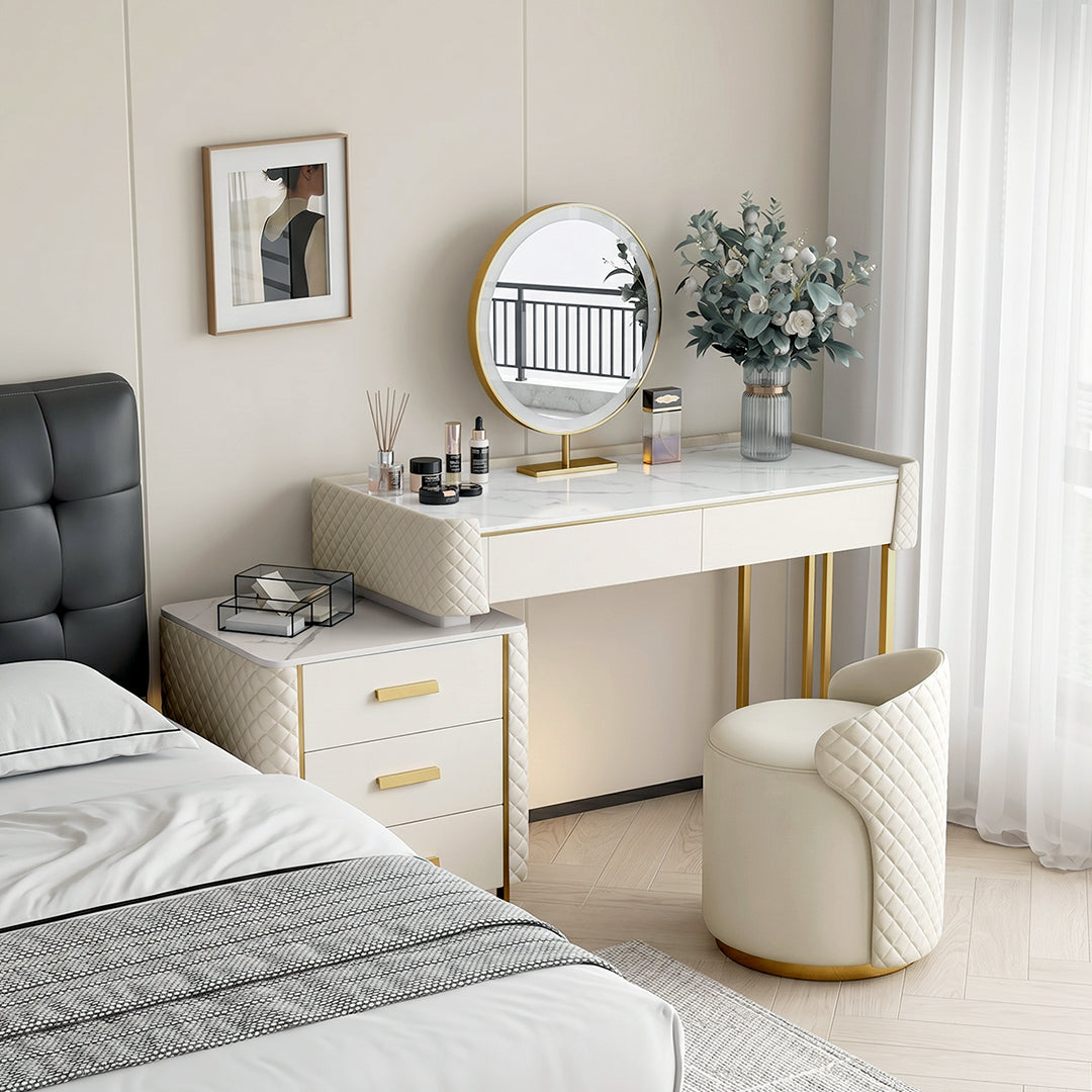 Duran Dressing Table With LED Mirror, Cream