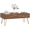 HOMCOM Coffee Table with Drawers, Living Room Table with Steel Base