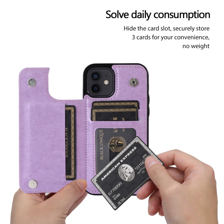 Butterflies Flowers Double Buckle PU + TPU Protective Case with Holder & Card Slots & Photo Frame, For iPhone 12 mini, For iPhone 12 / 12 Pro