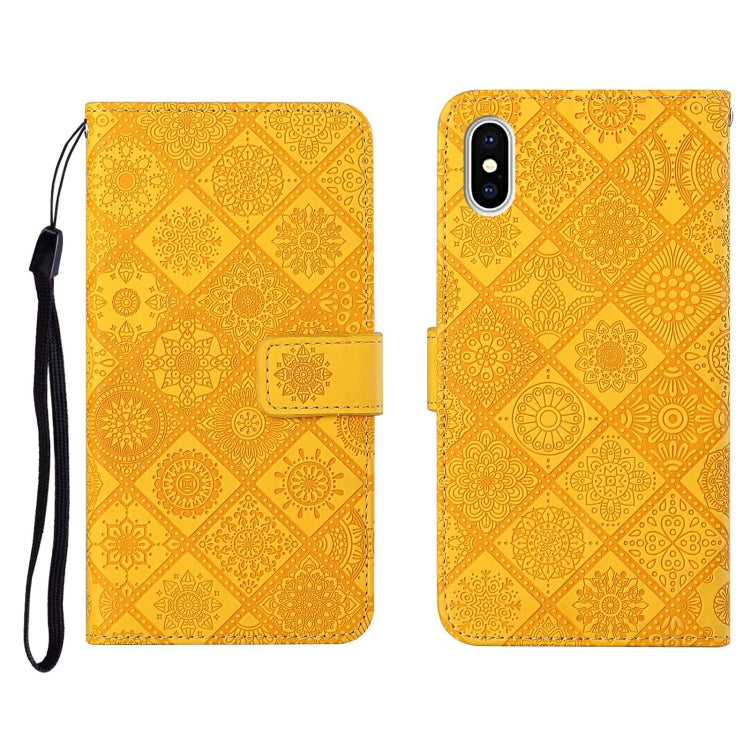 Ethnic Style Embossed Pattern Horizontal Flip Leather Case with Holder & Card Slots & Wallet & Lanyard, For iPhone XS / X