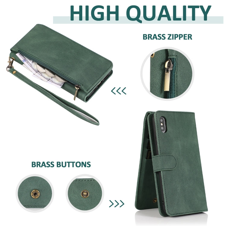 Skin-feel Crazy Horse Texture Zipper Wallet Bag Horizontal Flip Leather Case with Holder & Card Slots & Wallet & Lanyard, For iPhone XS / X, For iPhone XR, For iPhone XS Max, For iPhone 11