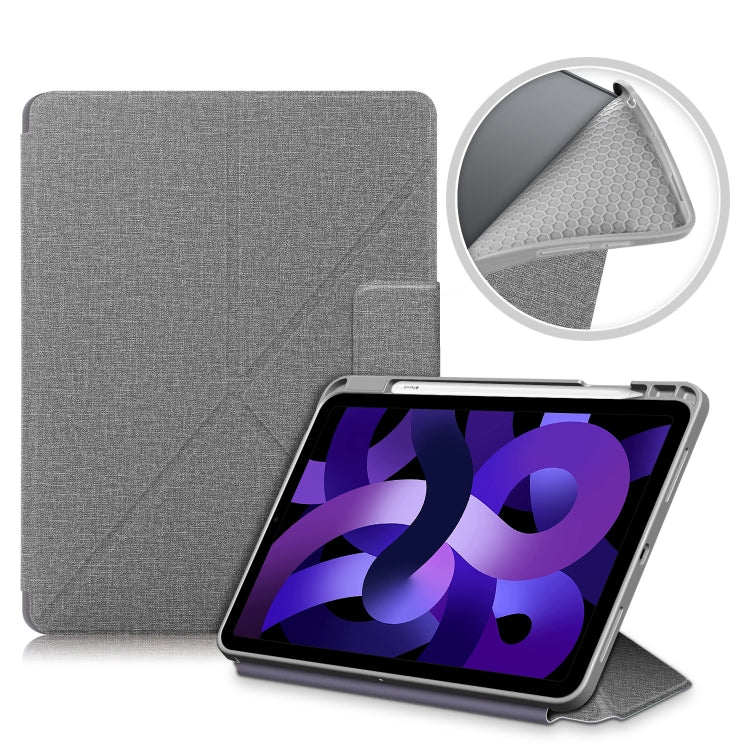 Cloth Texture Multi-folding Horizontal Flip PU Leather Shockproof Case with Holder & Sleep / Wake-up Function, For Samsung Galaxy Tab S8+ / Tab S8 Plus /  Tab S7 FE / Tab S7+ T970 / T975, For Samsung Galaxy Tab S8 / Galaxy Tab S7 T870                  ...