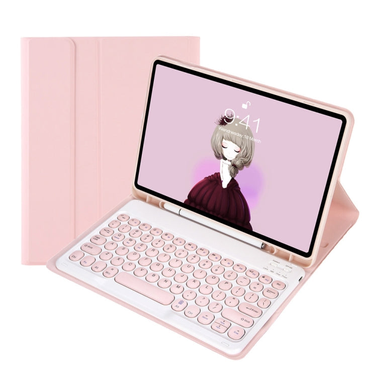 YT11B Detachable Candy Color Skin Feel Texture Round Keycap Bluetooth Keyboard Leather Case For iPad Air 4 2020 / Air 5 2022 / Pro 11 inch 2022 / 2021 / 2020 / 2018(White Ice), For iPad Air 4 2020 / Air 5 2022 / Pro 11 inch 2022 / 2021 / 2020 / 2018   ...