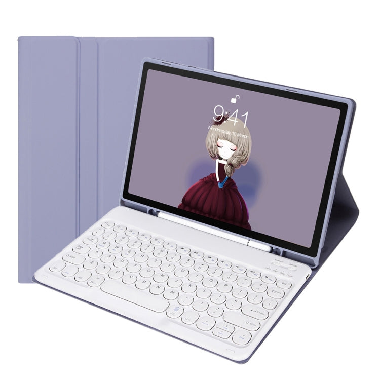 YT11B Detachable Candy Color Skin Feel Texture Round Keycap Bluetooth Keyboard Leather Case For iPad Air 4 2020 / Air 5 2022 / Pro 11 inch 2022 / 2021 / 2020 / 2018(White Ice), For iPad Air 4 2020 / Air 5 2022 / Pro 11 inch 2022 / 2021 / 2020 / 2018   ...