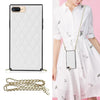 Elegant Rhombic Pattern Microfiber Leather +TPU Shockproof Case with Crossbody Strap Chain, For iPhone SE 2022 / SE 2020 / 8 / 7, For iPhone 8 Plus / 7 Plus, For iPhone X / XS, For iPhone XR