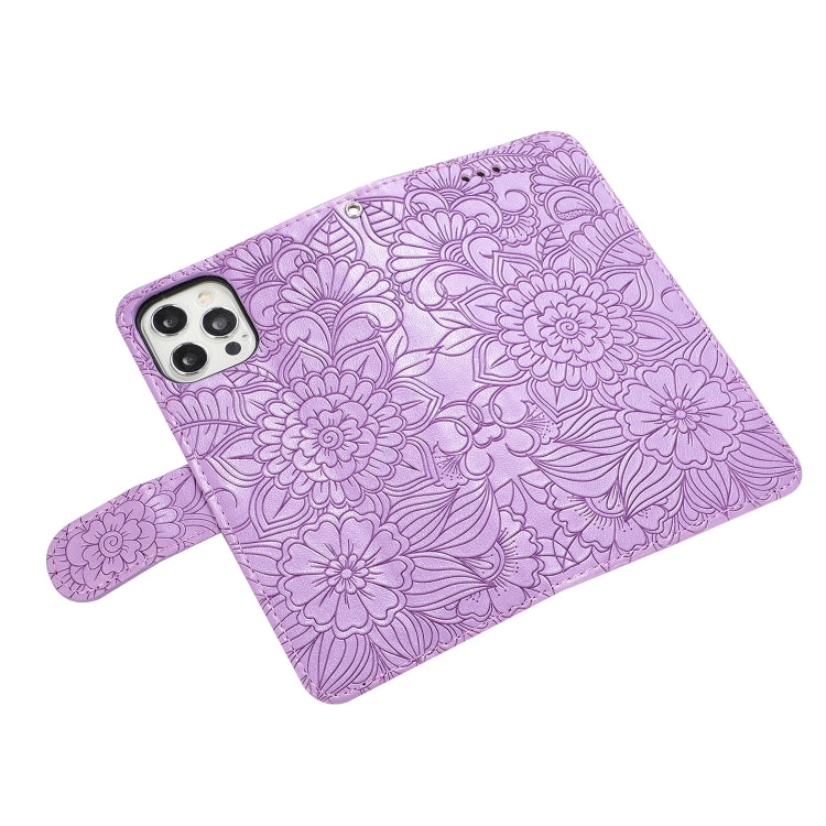Skin Feel Embossed Sunflower Horizontal Flip Leather Case with Holder & Card Slots & Wallet & Lanyard, For iPhone 12, For iPhone 12 Mini, For iPhone 12 Pro, For iPhone 12 Pro Max