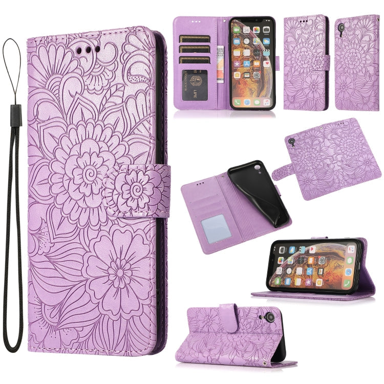 Skin Feel Embossed Sunflower Horizontal Flip Leather Case with Holder & Card Slots & Wallet & Lanyard, For iPhone 11 Pro Max, For iPhone 11 Pro, For iPhone 11, For iPhone XR