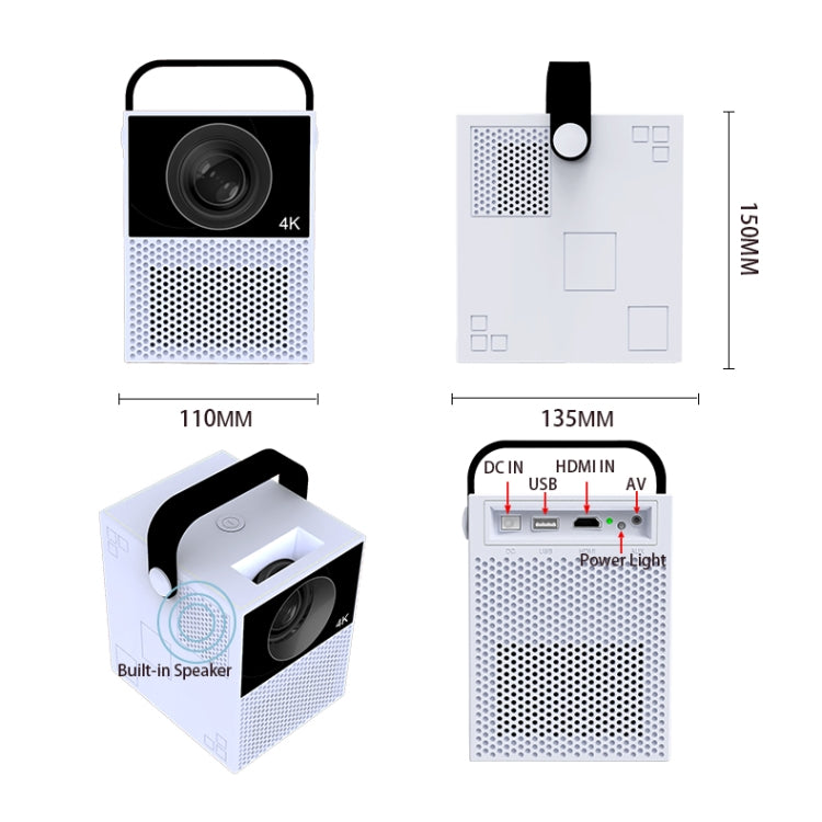 WEJOY Y2 1920x1080P 100 ANSI Lumens Portable Home Theater LED HD Digital Projector, Battery Touch Control Version, Android 9.0, 2G+16G, Y2 US Plug