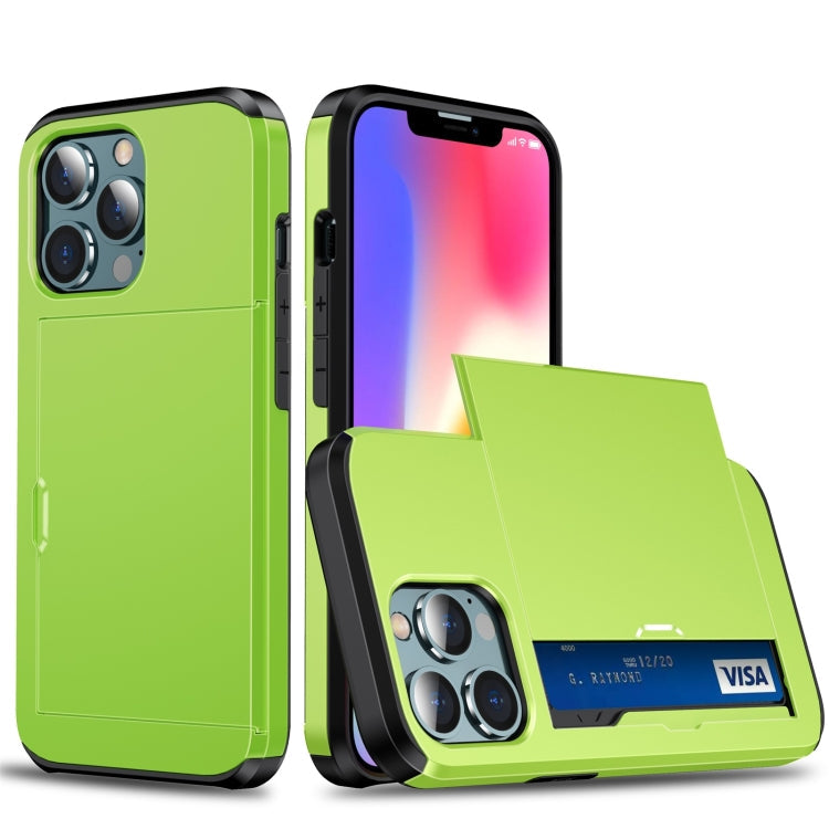 Shockproof Armor Protective Case with Slide Card Slot, For iPhone 13 mini, For iPhone 13