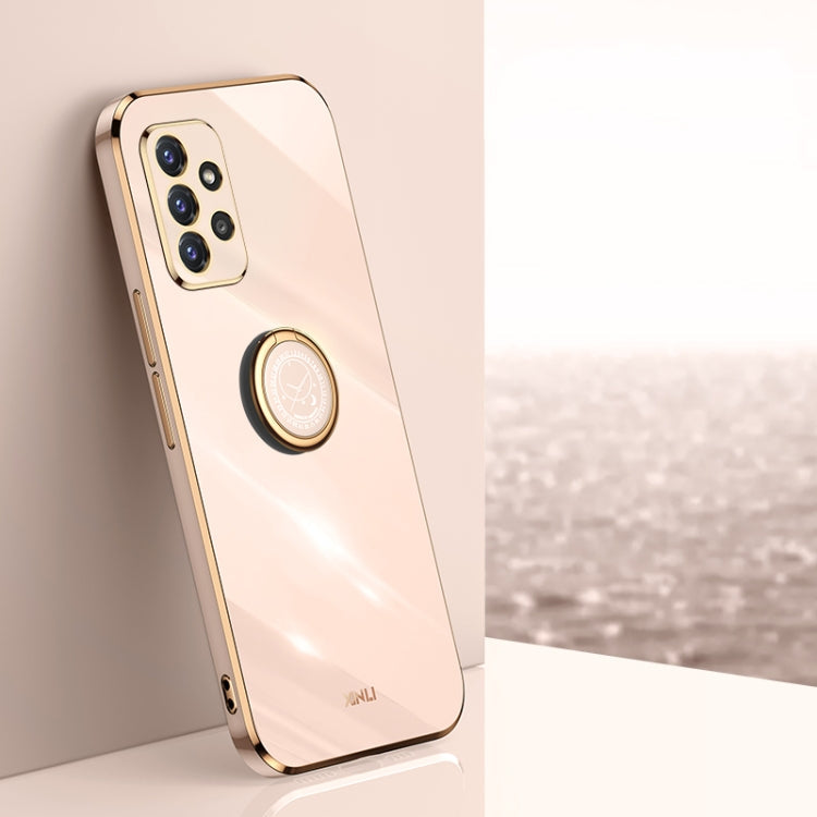 XINLI Straight Edge 6D Electroplate TPU Phone Case with Ring Holder, For Samsung Galaxy A22 4G, For Samsung Galaxy A72 5G, For Samsung Galaxy A82 5G, For Samsung Galaxy A52 5G