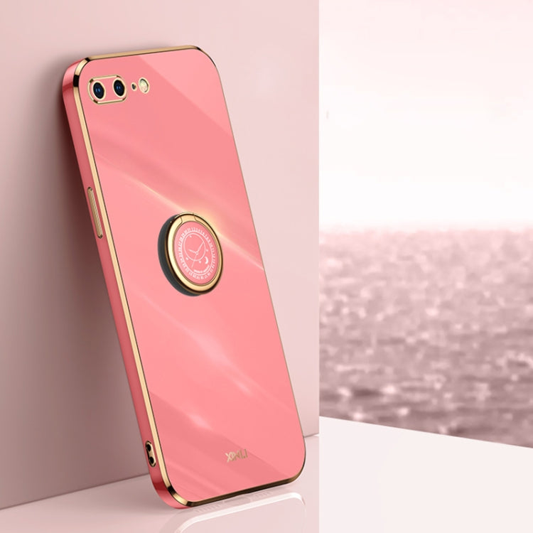 XINLI Straight Edge 6D Electroplate TPU Phone Case with Ring Holder, For iPhone 6 / 6s, For iPhone 6 Plus / 6s Plus, For iPhone 8 Plus / 7 Plus