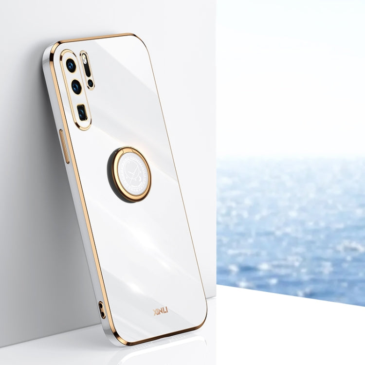 XINLI Straight Edge 6D Electroplate TPU Phone Case with Ring Holder, For Huawei P30, For Huawei P30 Pro, For Huawei P30 Lite