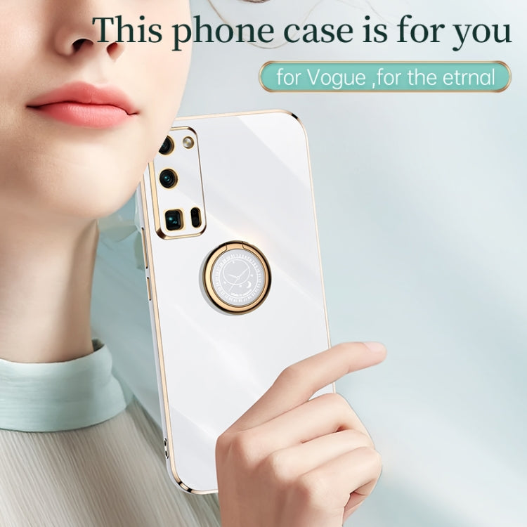 XINLI Straight Edge 6D Electroplate TPU Phone Case with Ring Holder, For Honor 30 Pro, For Honor 30S, For Honor 30 Youth