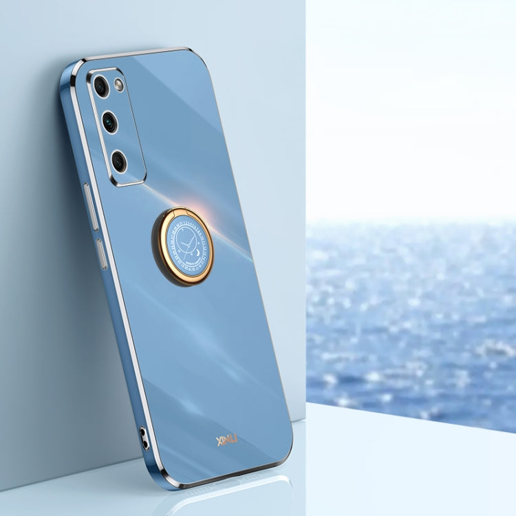 XINLI Straight Edge 6D Electroplate TPU Phone Case with Ring Holder, For Honor 30 Pro, For Honor 30S, For Honor 30 Youth