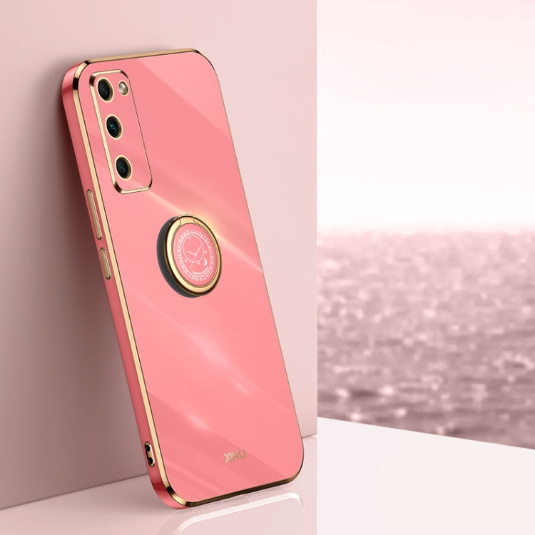 XINLI Straight Edge 6D Electroplate TPU Phone Case with Ring Holder, For Honor 30 Pro, For Honor 30S, For Honor 30 Youth