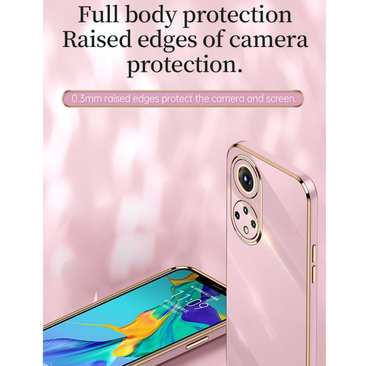 XINLI Straight Edge 6D Electroplate TPU Phone Case with Ring Holder, For Honor 50 Pro