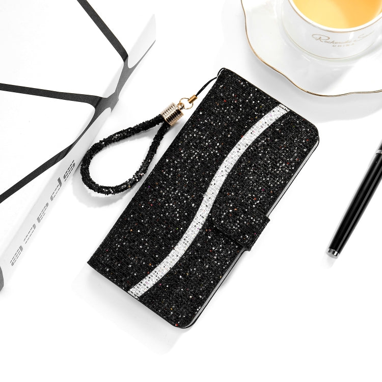 Glitter Powder Horizontal Flip Leather Case with Card Slots & Holder & Lanyard, For Samsung Galaxy A03s(EU Version)