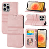 Embossed Striped Magnetic Buckle PU + TPU Horizontal Flip Leather Case with Holder & Card Slot & Wallet & Photo Frame & Sling, For iPhone 12 Pro, For iPhone 12 Pro Max, For iPhone 11, For iPhone 11 Pro