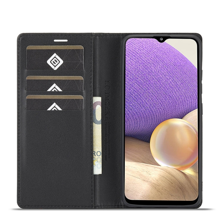 LC.IMEEKE Carbon Fiber PU + TPU Horizontal Flip Leather Case with Holder & Card Slot & Wallet For Samsung Galaxy A32 5G(Vertical Black), For Samsung Galaxy A32 5G